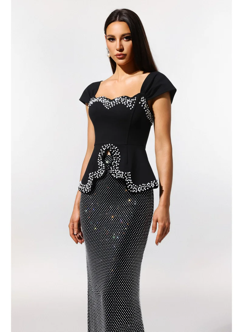 Bella Barnett  Vercia Off-The-Shoulder Diamond Bandage Maxi Dress for Women | Best Price UAE