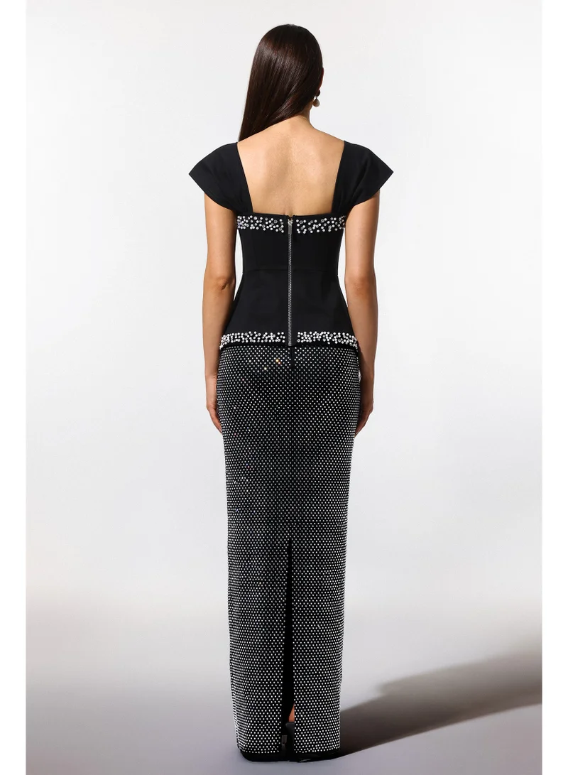 Bella Barnett  Vercia Off-The-Shoulder Diamond Bandage Maxi Dress for Women | Best Price UAE