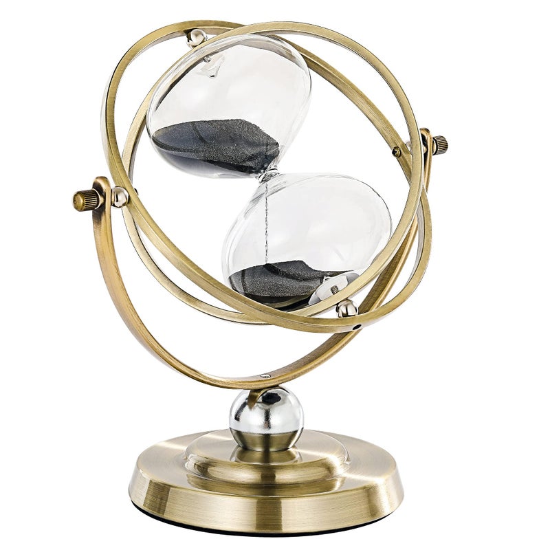 SuLiao SuLiao Hourglass 60 Minute 720 Rotating Black Sand Timer Clock Reloj De Arena 1 Hora Vintage Brass One Hour Glass Sandglass for Gifts Home Desk Office Decor 