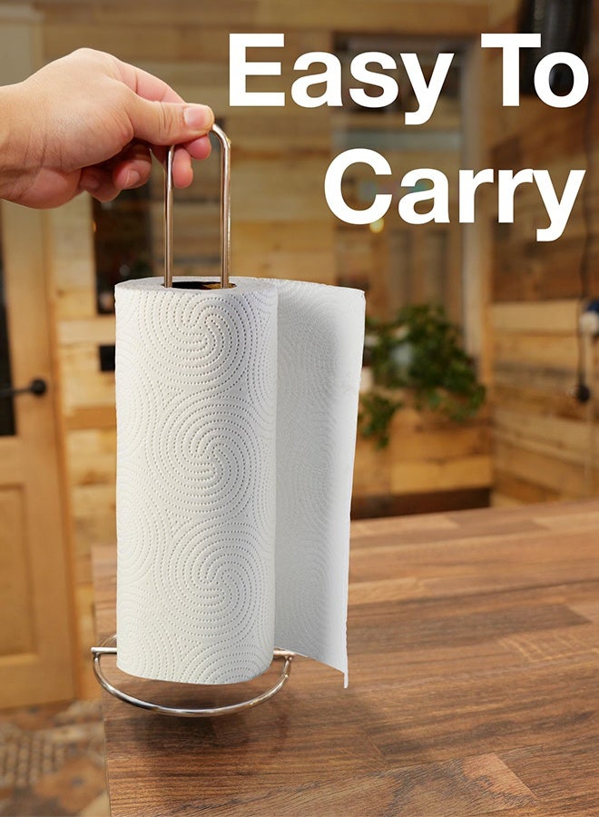 1 Pack  Freestanding Kitchen Roll Stand, Chrome Finish Stainless Steel Paper Towel Tissue Holder, Counter Top Dispenser Organiser, One Size - Image 3
