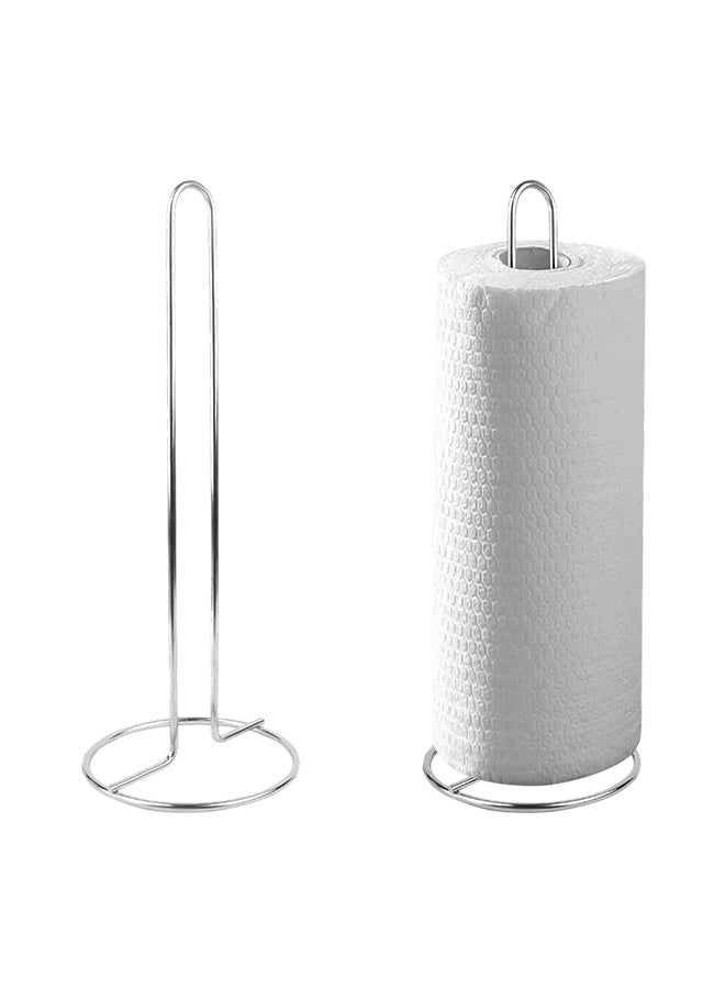 1 Pack  Freestanding Kitchen Roll Stand, Chrome Finish Stainless Steel Paper Towel Tissue Holder, Counter Top Dispenser Organiser, One Size - Image 1