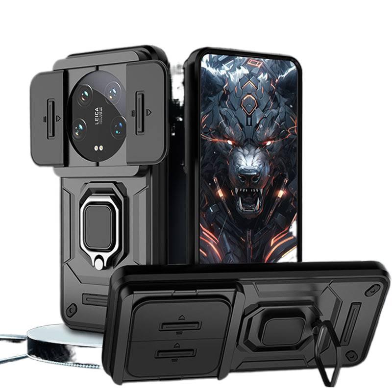 غطاء واقي بTPU+PC لـ Redmi Note 13 Pro مع حماية من السقوط وحامل قابل للطي مع مقاوم للصدمات مع مغناطيس قوي مع حلقة إصبع باللون أزرق مغناطيسي بوظيفة حامل من مادة TPU باللون الأزرق ب. - Image 2