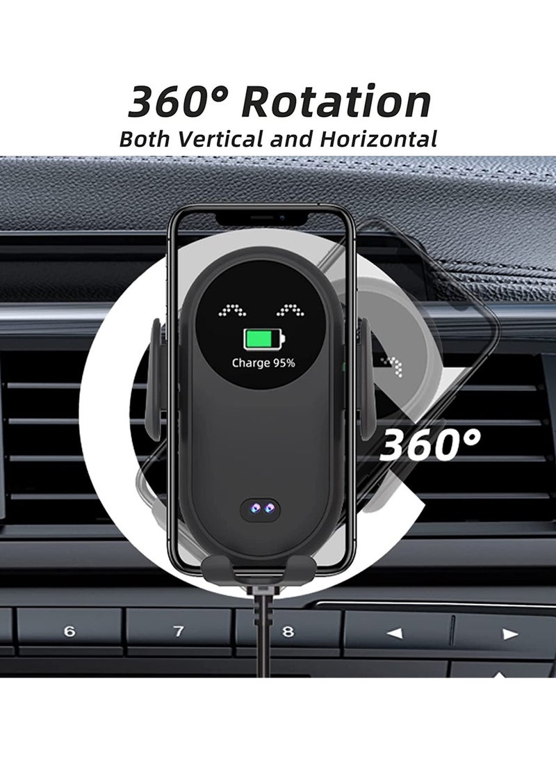 Excefore Wireless Car Charger Smart Wireless Auto-Sensor Car Phone Holder Charger, Car Phone Holder Mount, Wireless Fast Charging Air Vent Car Phone Mount for Car Dashboard Windshield Air Vent, 1 Pcs (Black) - Image 3