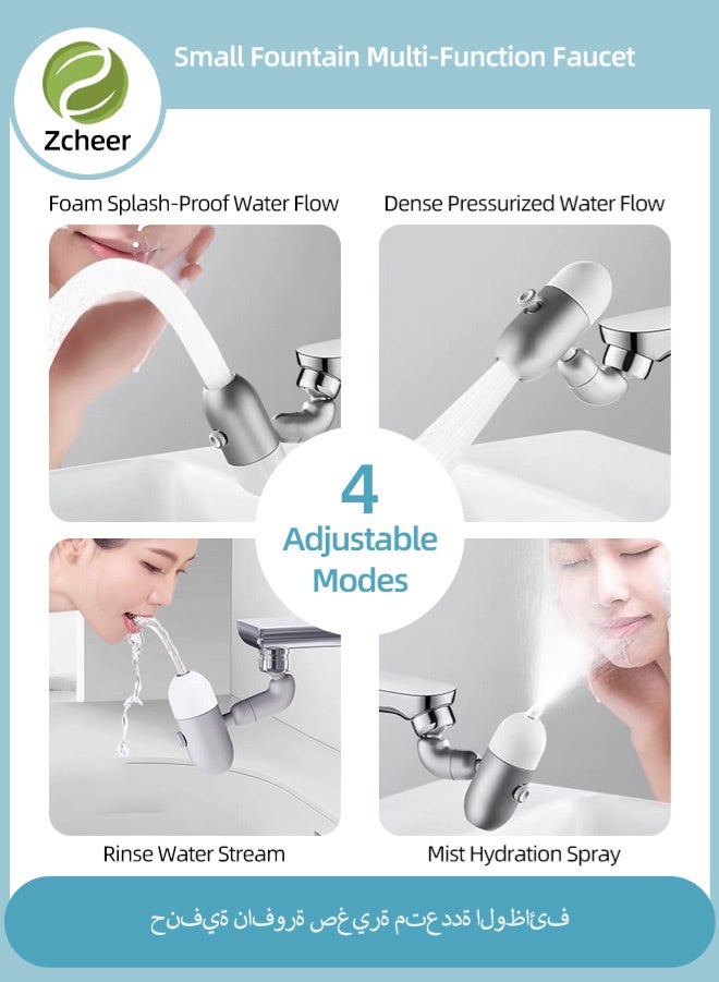 Zcheer Multi-Function Swivel Faucet Aerator & Extender – Universal Pressure Splash-Proof Rotating Faucet Sprayer for Kitchen & Bathroom, 4 Water Modes: Dense Flow, Bubble, Mouthwash & Mist, Filtered & Adjustable - Image 1