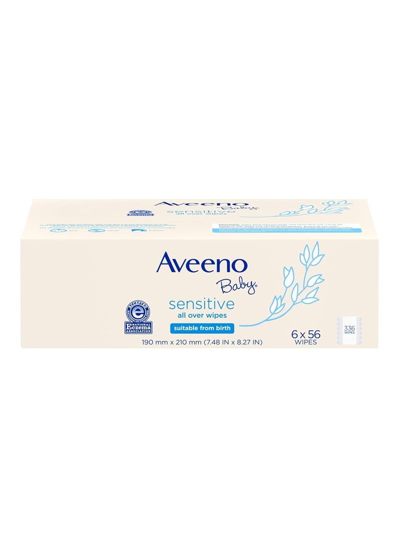 Aveeno Baby Sensitive All Over Wipes, Pack Of 6 X 56 , 336 Count  - Image 2