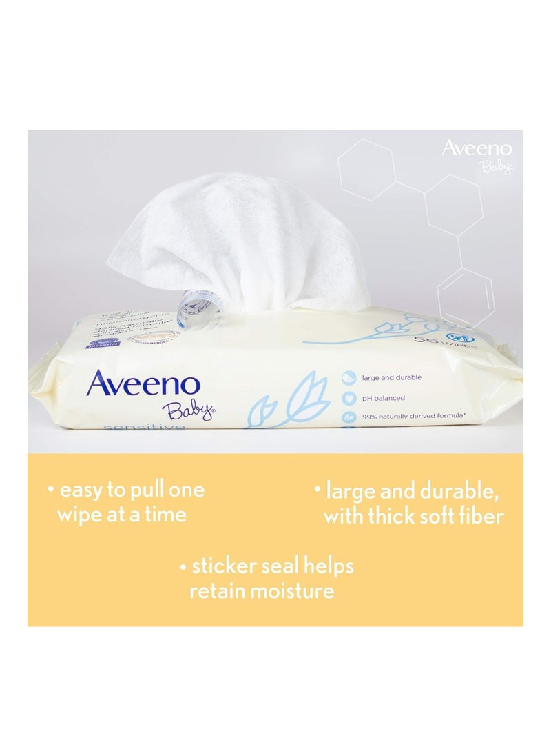 Aveeno Baby - Sensitive All Over Wipes, Pack Of 6 X 56 , 336 Count - Image 1