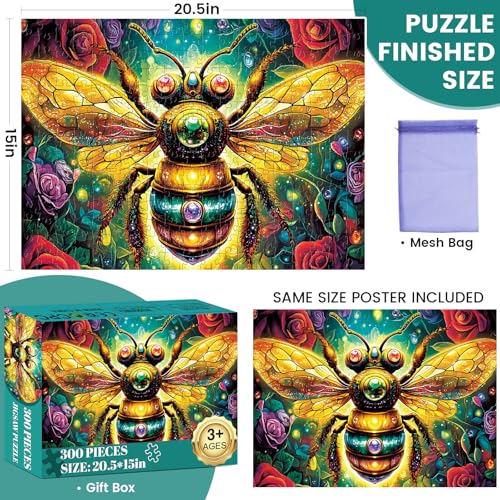 DAGIRT 300 Pieces Jigsaw Puzzle for Adults Bee Jigsaw Puzzles Recycled Cardboard Puzzle Coolest Queen Bee Jigsaw Puzzle for Kids Adults Seniors Great for Family Games 205 15 Inch - Image 5