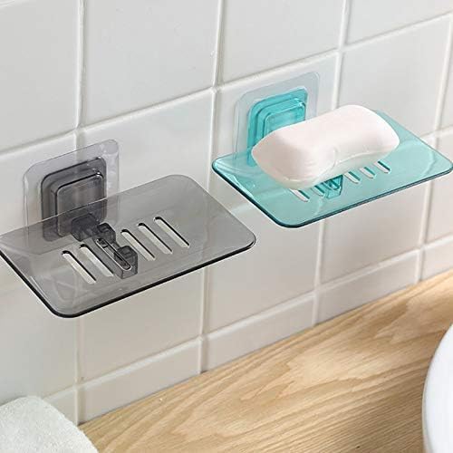 BRIGHTZONE ABS Plastic Soap Holder for Bathroom - Self-Adhesive Wall-Mounted Soap Case - Essential Bathroom Accessories Items - Durable Bathroom Soap Holder for Wall (Multicolor) (Pack of 2) - Image 1