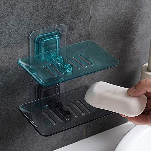 BRIGHTZONE ABS Plastic Soap Holder for Bathroom - Self-Adhesive Wall-Mounted Soap Case - Essential Bathroom Accessories Items - Durable Bathroom Soap Holder for Wall (Multicolor) (Pack of 2) - Image 3