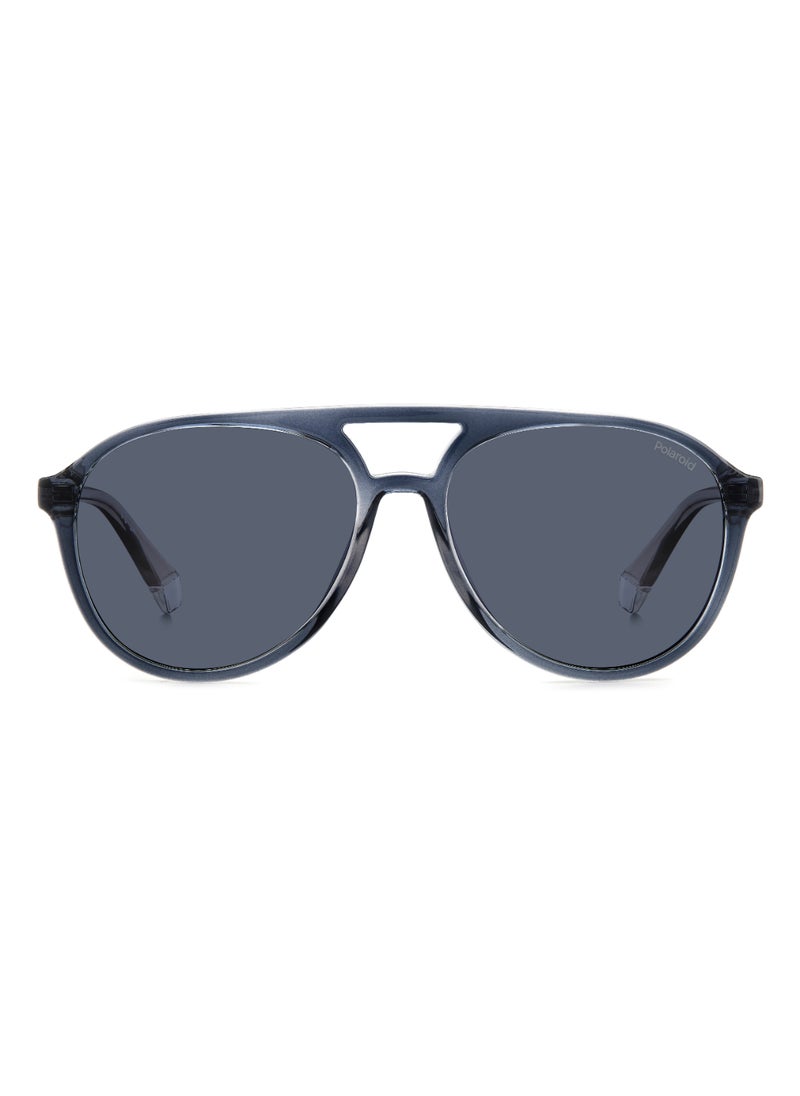 Polaroid - Unisex Polarized Pilot Shape  Sunglasses PLD 4162/S BLUE 49 - Lens Size: 49.3 Mm - Grey Blue - Image 1