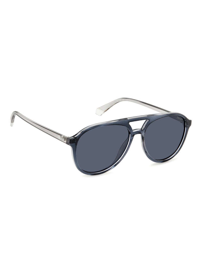 Polaroid - Unisex Polarized Pilot Shape  Sunglasses PLD 4162/S BLUE 49 - Lens Size: 49.3 Mm - Grey Blue - Image 1