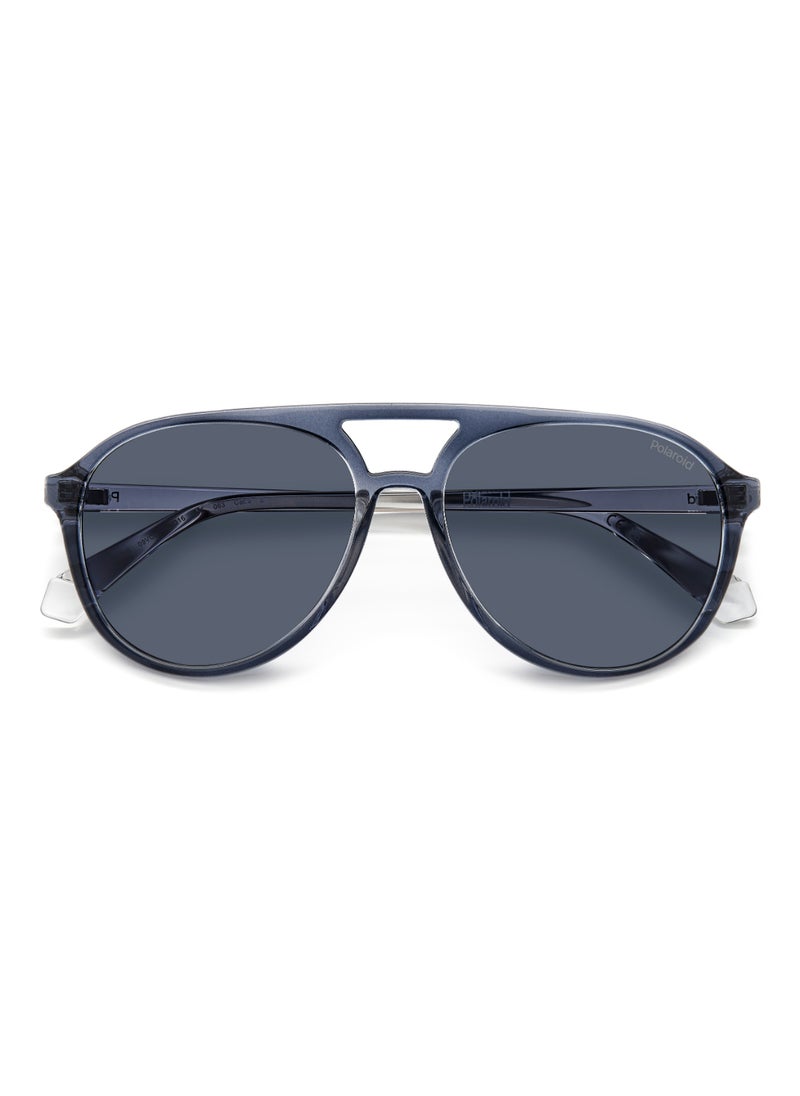 Polaroid - Unisex Polarized Pilot Shape  Sunglasses PLD 4162/S BLUE 49 - Lens Size: 49.3 Mm - Grey Blue - Image 1
