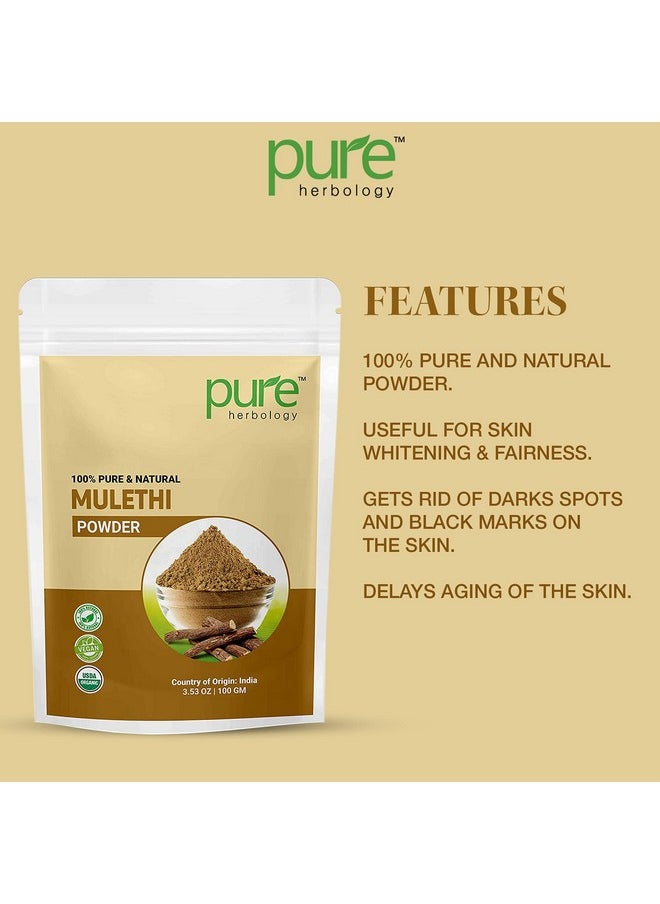 Pure Herbology Pure & Natural Mulethi Powder For Body, Skin And Hair, Licorice Powder - 100Gm  - Image 2
