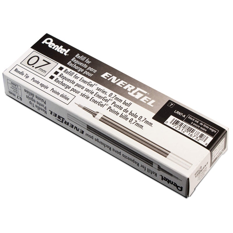 Pentel حبر إعادة تعبئة بنتل لقلم إنرجل السائل الجل، (0.7 مم)، خط متوسط، طرف إبرة، حبر أسود، علبة من 12 (LRN7-A) - Image 4