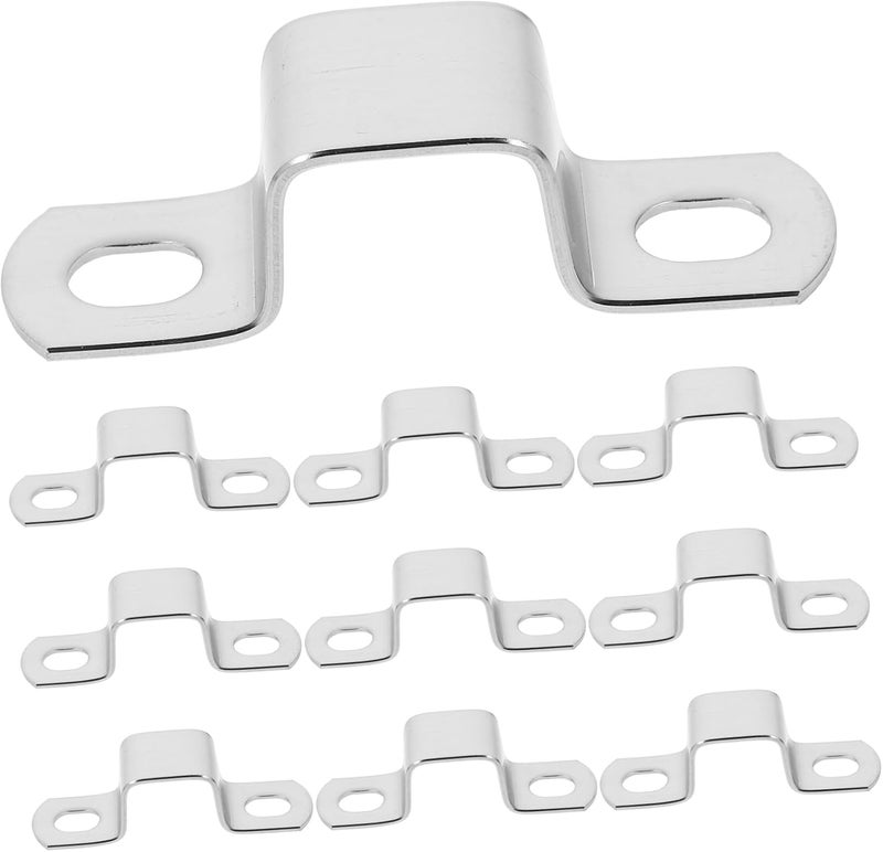 WOONEKY 10pcs Stainless Steel Square Tube Clamps U-shaped Fastening Clips for Water Tubing Balcony Railing Stairs Installation Corrosion-resistant Fence Tools - Image 1