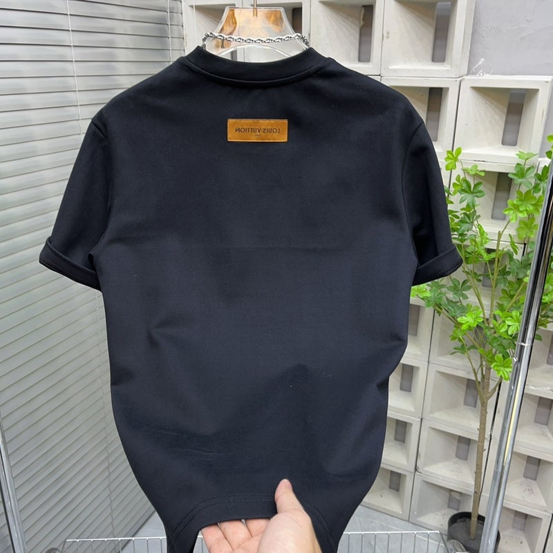 Stretch Ice Silk T-Shirt Men'S Short-Sleeved Fashion Brand Loose Steel Print Base Shirt All-Match Letter Solid Color Top - Image 4