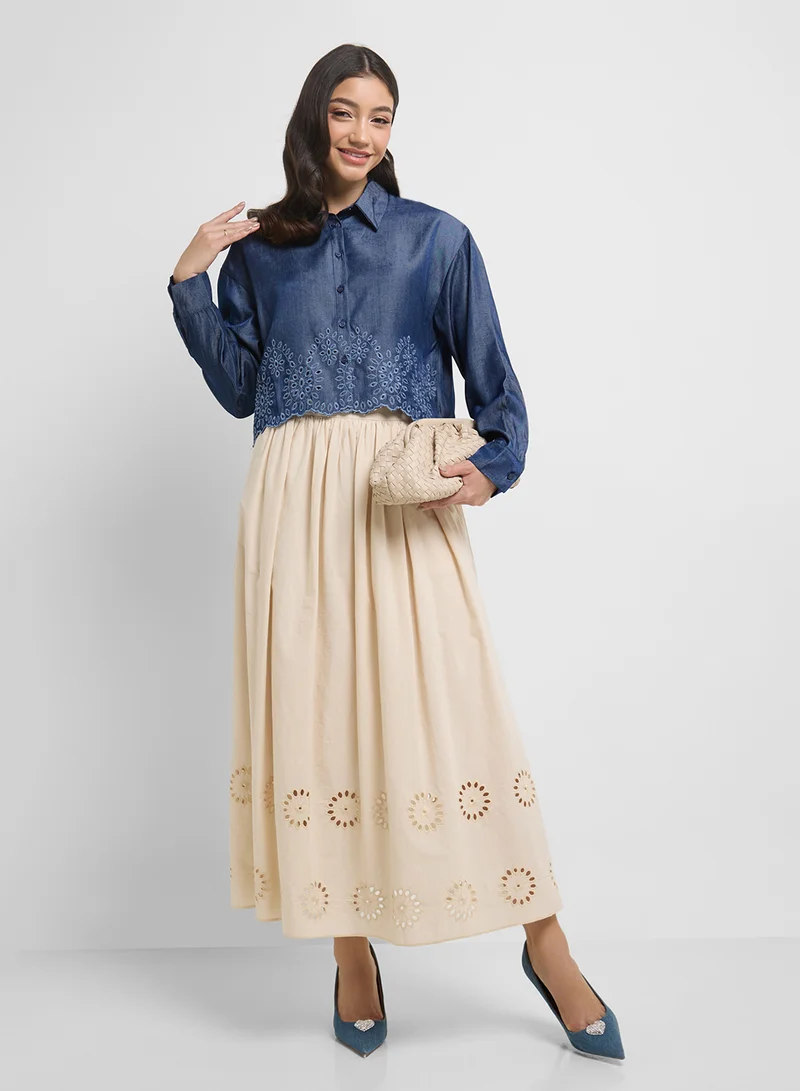 ELLA Top With Embroidered Hem