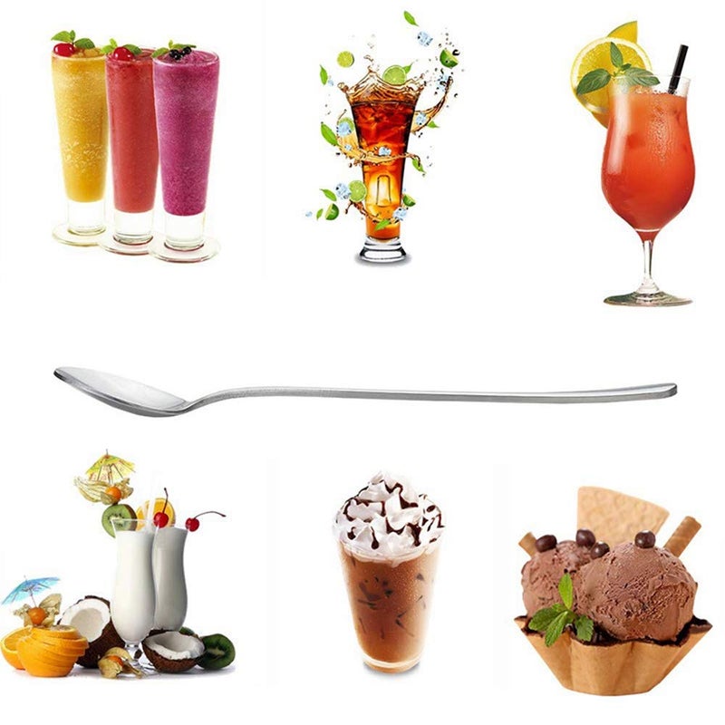 SZLFSX 10 Piece Long Handle Iced Tea Spoon  Stainless Steel Coffee Mixing Spoons - Long Cream Dessert Spoons - Image 3