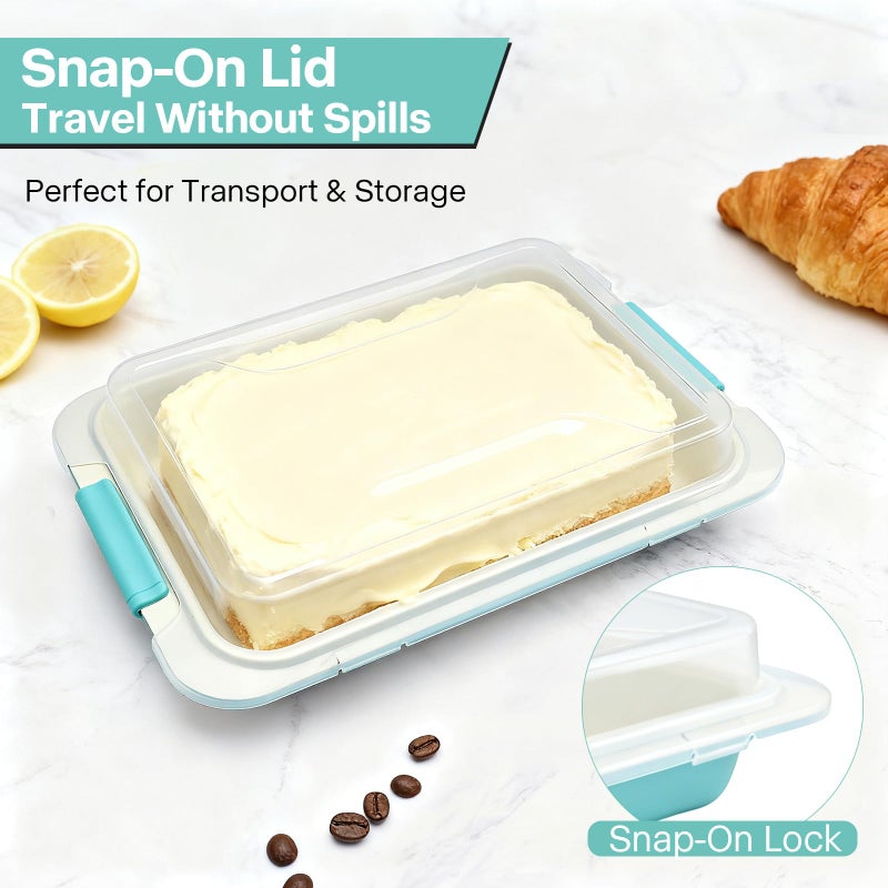 Spmarkt 13x9 Inch Baking Pan with Lid, Heavy-Duty Nonstick Aluminized Steel Baking Pan with Silicone Grip Handles, Bake Cover & Carry Pan for Brownies, Lasagna, Casseroles, Roasting & Potlucks - Image 4