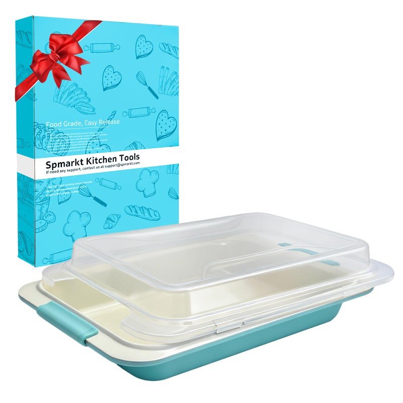 Spmarkt 13x9 Inch Baking Pan with Lid, Heavy-Duty Nonstick Aluminized Steel Baking Pan with Silicone Grip Handles, Bake Cover & Carry Pan for Brownies, Lasagna, Casseroles, Roasting & Potlucks - Image 1