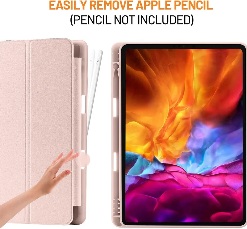 بلو بيك جراب iPad 10.2 متوافق مع الجيل التاسع/الثامن/السابع من iPad - غطاء حماية ثلاثي الطي مع حامل قلم، خاصية التشغيل/الإيقاف التلقائي، جراب ذكي - وردي
