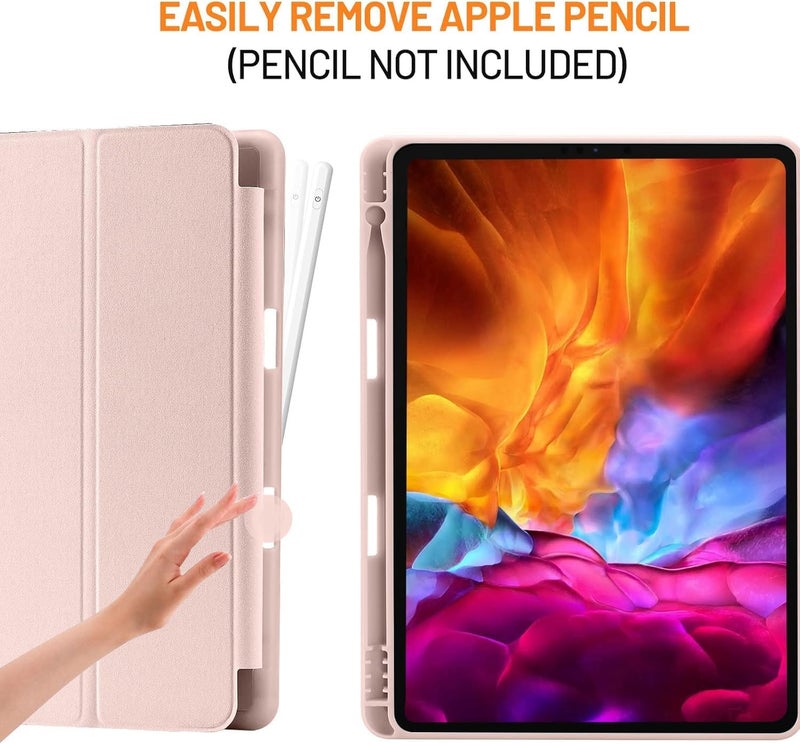 بلو بيك جراب iPad 10.2 متوافق مع الجيل التاسع/الثامن/السابع من iPad - غطاء حماية ثلاثي الطي مع حامل قلم، خاصية التشغيل/الإيقاف التلقائي، جراب ذكي - وردي - Image 2