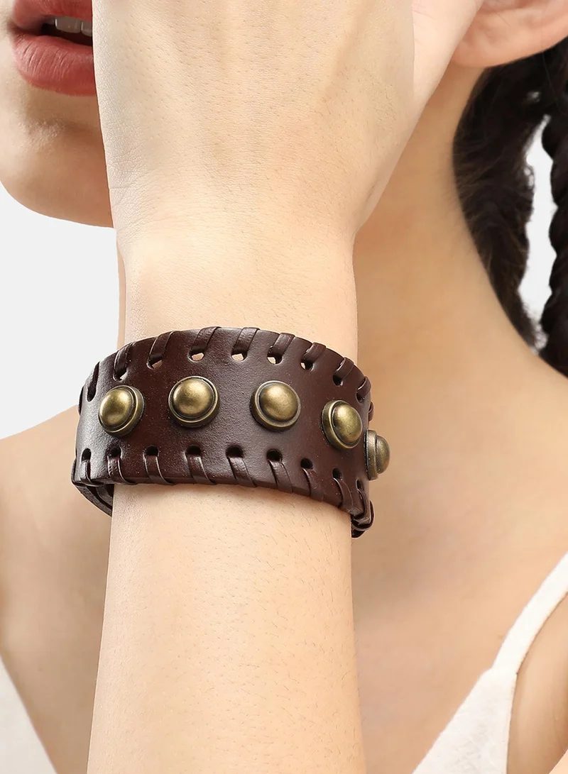SOHI Trendy Casual Pu Leather Designer Artificial Bracelet Jewellery