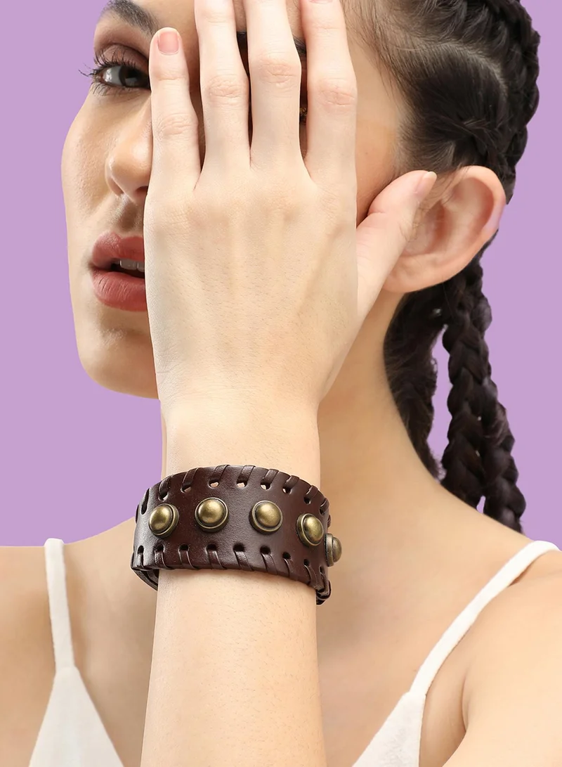 SOHI Trendy Casual Pu Leather Designer Artificial Bracelet Jewellery