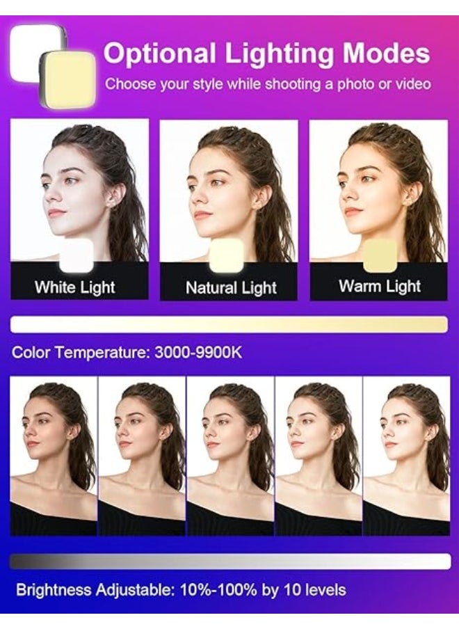 Generic - Selfie Light for Mobile - Dimmable 3000-9900K Ring Light for Phone, Rechargeable LED Camera Light for Video Shooting, Laptop Light for Video Conferences (White, Warm Light) - Image 1