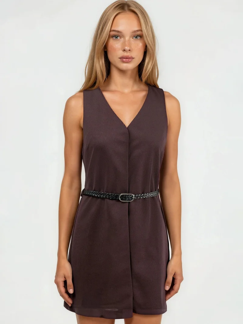 هيكاب V-Neck A-Form Fit Mini Dress