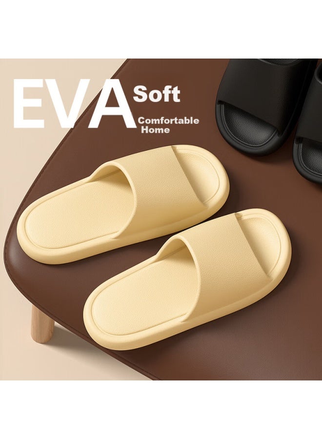 Lurad Minimalist Home Slippers Women Indoor Eva Household Cool Slippers Men Light Yellow 35-36 - Image 1