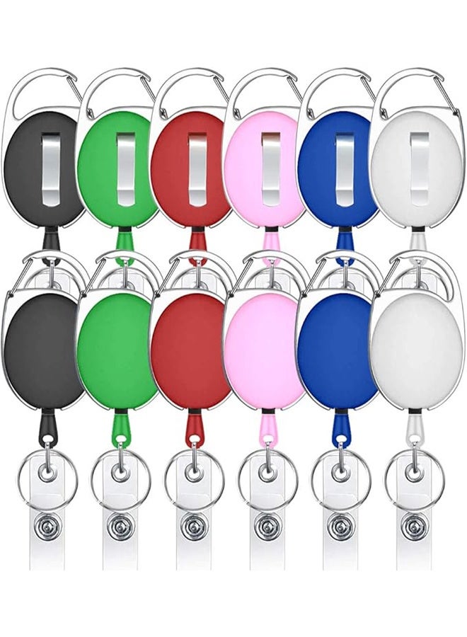 حامل شارات قابل للسحب، بكرة شارات، سلسلة مفاتيح هوية مع مشبك، 6 عبوات ملونة - Image 1