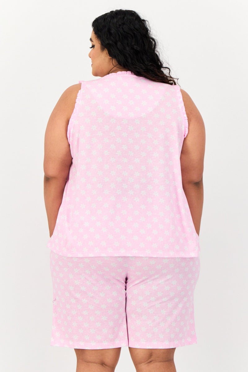 Celestial Dreams Women Plus Size 2Pc Set Floral Print Pajama, Multicolor - Image 3