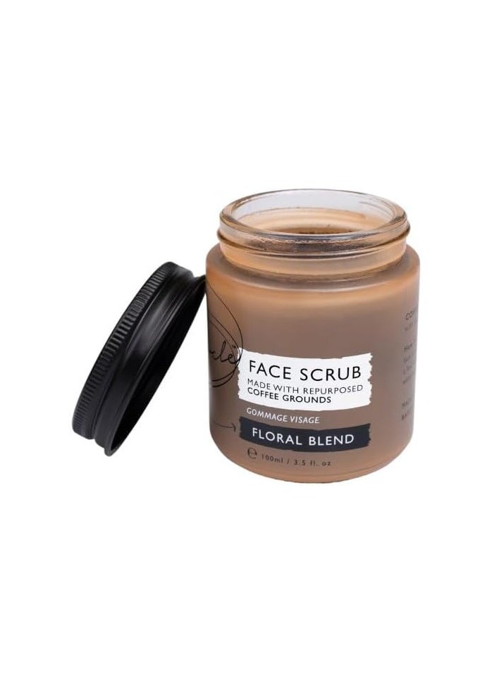 Coffee Face Scrub Floral Blend For Sensitive Skin 100ml Chamomile Sha Butter Coconut Rosehip Oil Natural Vegan Face Exfoliator For Soft Smooth Skin