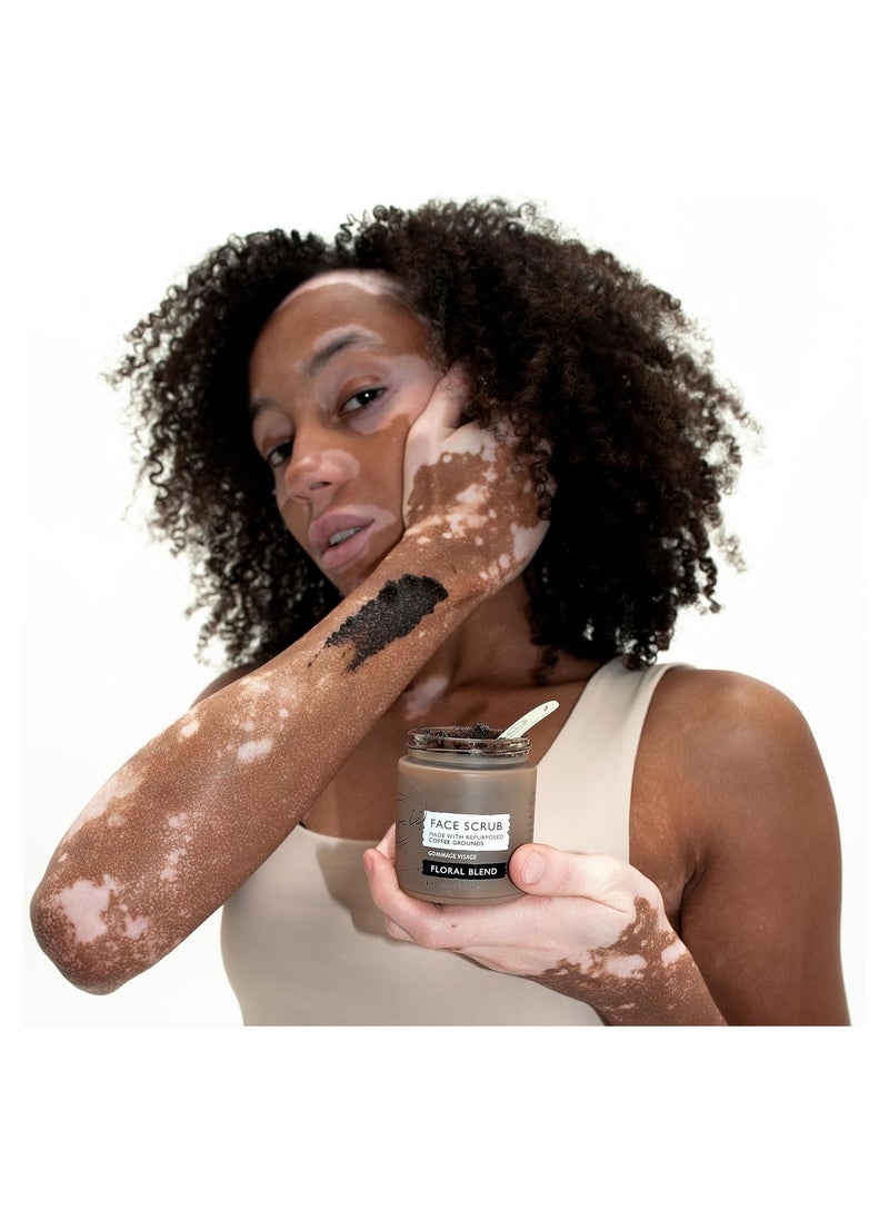 Coffee Face Scrub Floral Blend For Sensitive Skin 100ml Chamomile Sha Butter Coconut Rosehip Oil Natural Vegan Face Exfoliator For Soft Smooth Skin