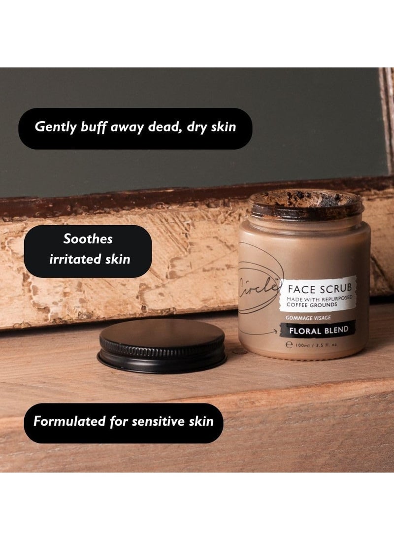 Coffee Face Scrub Floral Blend For Sensitive Skin 100ml Chamomile Sha Butter Coconut Rosehip Oil Natural Vegan Face Exfoliator For Soft Smooth Skin