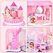 deAO Doll House for Girls Portable Playset Dollhouse Castle Kids Pretend Play with 2 Doll Toy FiguresLiving RoomBedroomBalcony Accessories for 3 to 7 Year Olds Kids Pink - Image 4