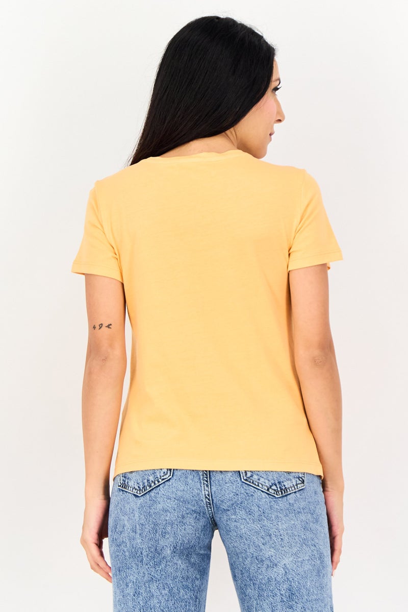 ONLY Women Round Neck Short Sleeve Graphic Print T-Shirt, Orange - Image 2