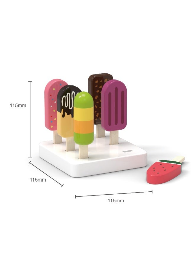 Viga Wooden Ice Cream Play Set with Stand – 6 Colorful Ice Pops for Pretend Play – Roleplay Toy for Kids Ages 3 and Up - Image 4