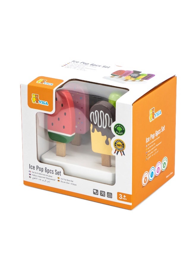 Viga Wooden Ice Cream Play Set with Stand – 6 Colorful Ice Pops for Pretend Play – Roleplay Toy for Kids Ages 3 and Up - Image 5