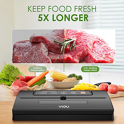 YIOU Vacuum Sealer Machine, Food Storage Machine, 80kPa Pro Vacuum Food Sealer for Food with Starter Kit, Dry Moist Mode Easy to Clean, Automatic Vacuum Sealer Machine, Black - Image 2