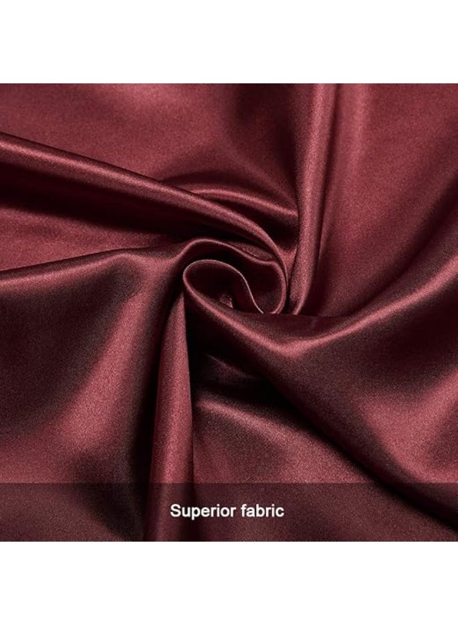 1 Piece Elegance Satin Night Pillowcase A piece of luxury and softness Elegant Satin Pillowcase for Curly Hair with Dark Red Satin Hair Tie  - Image 4