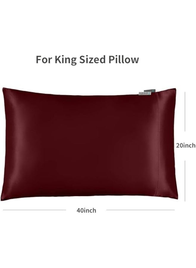 1 Piece Elegance Satin Night Pillowcase A piece of luxury and softness Elegant Satin Pillowcase for Curly Hair with Dark Red Satin Hair Tie  - Image 5