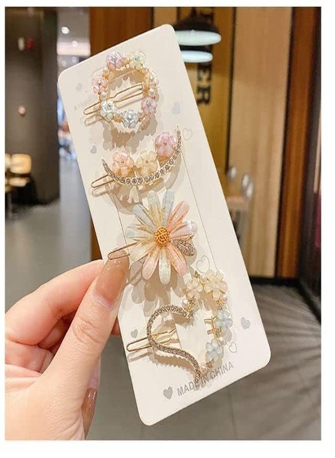 FALONG Hair Clips Barrettes Pins for Women Geometric Shape Korean Clips Pearl Barrettes Hair pin Metal hair Accessories Acrylic Pins Rhinestone Lack pins for Women and Girls (4 PCS) - Image 1
