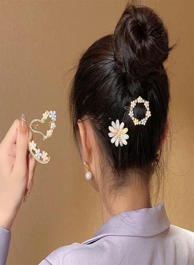 FALONG Hair Clips Barrettes Pins for Women Geometric Shape Korean Clips Pearl Barrettes Hair pin Metal hair Accessories Acrylic Pins Rhinestone Lack pins for Women and Girls (4 PCS) - Image 4