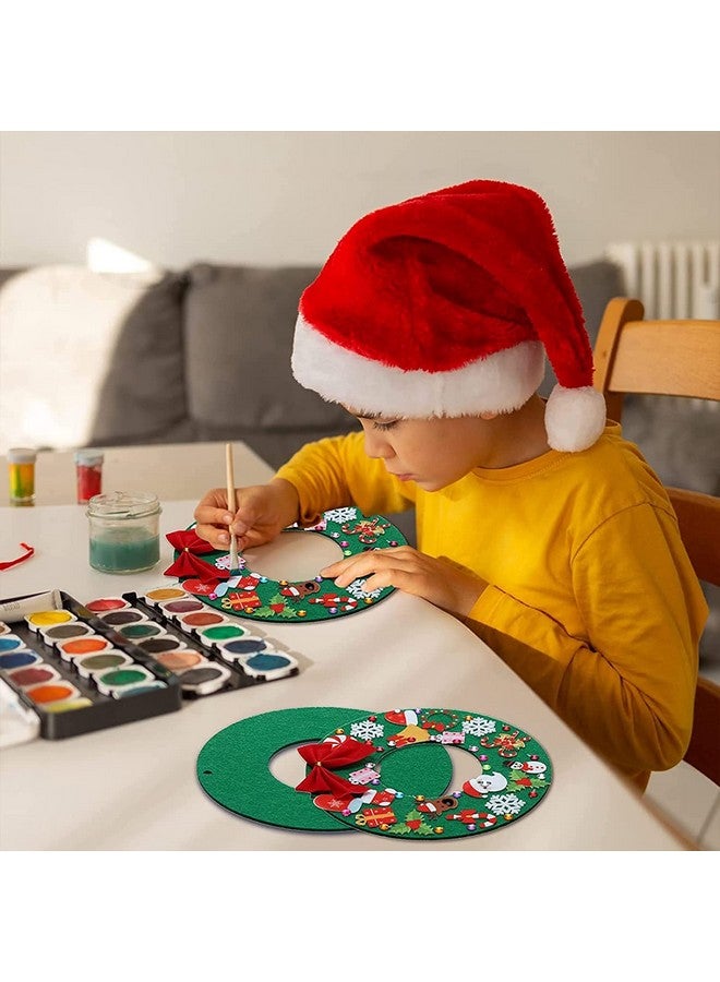 Tatuo Felt Christmas Tree Wreath Craft Kit - DIY Ornaments with 221 Self Adhesive Stickers, 12 Bows and 5 Gem Stickers for Kids (Wreath Style, 6 Inch) - Image 5