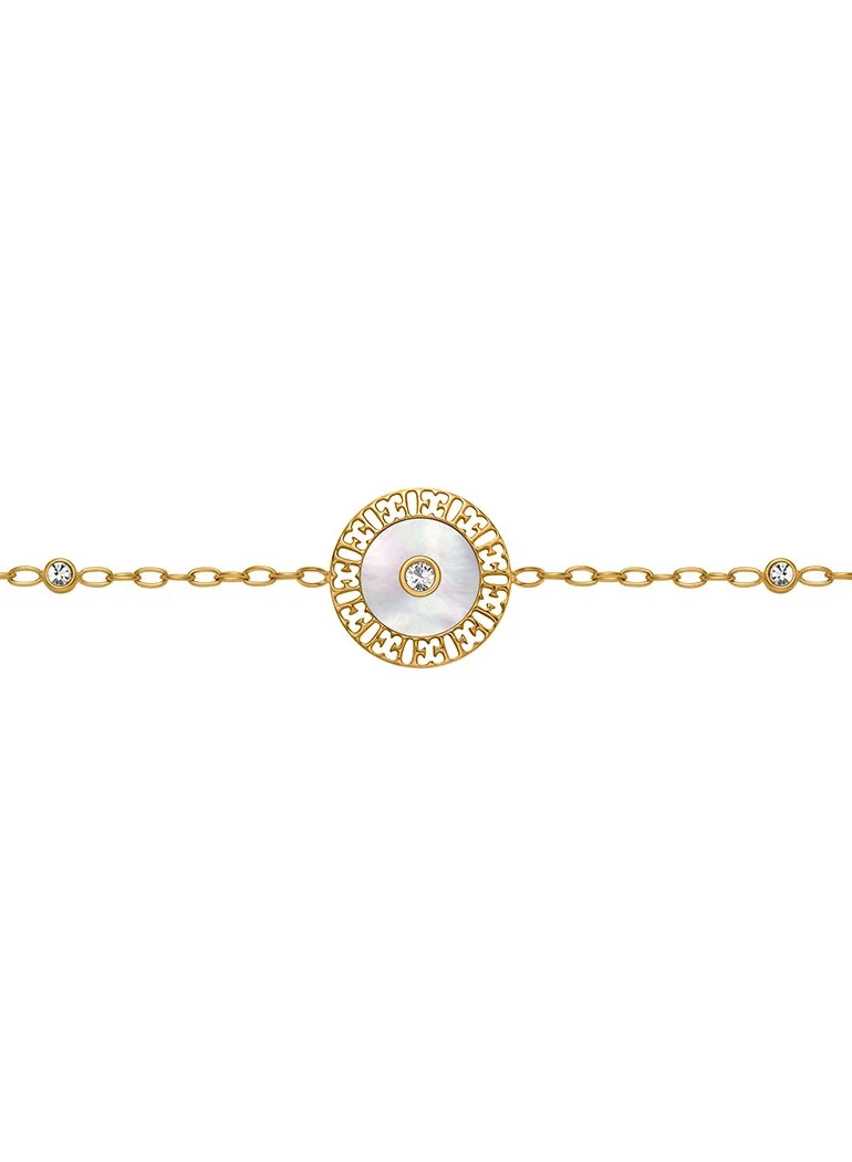 إسكادا Naomi Bracelet for Women Circular Mother-of-Pearl Charm, Crystal Accents