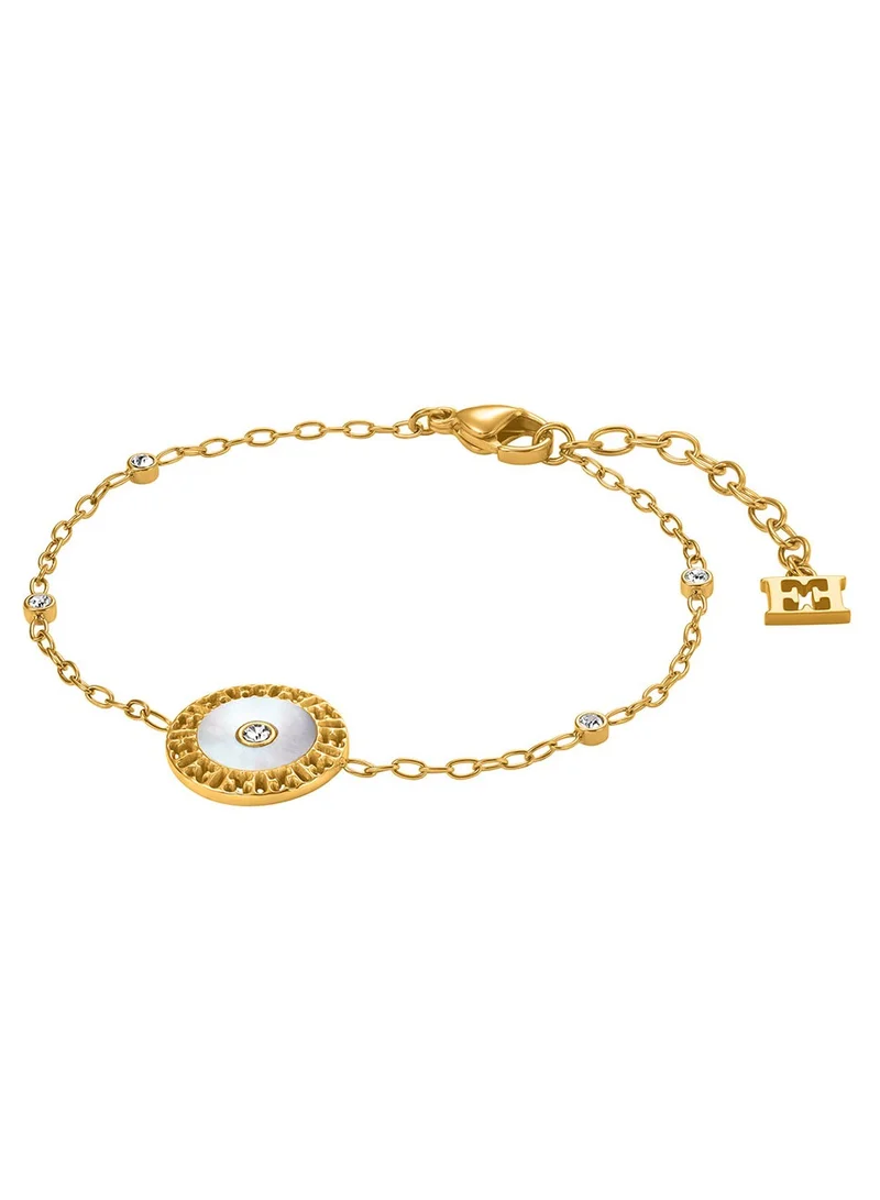 إسكادا Naomi Bracelet for Women Circular Mother-of-Pearl Charm, Crystal Accents