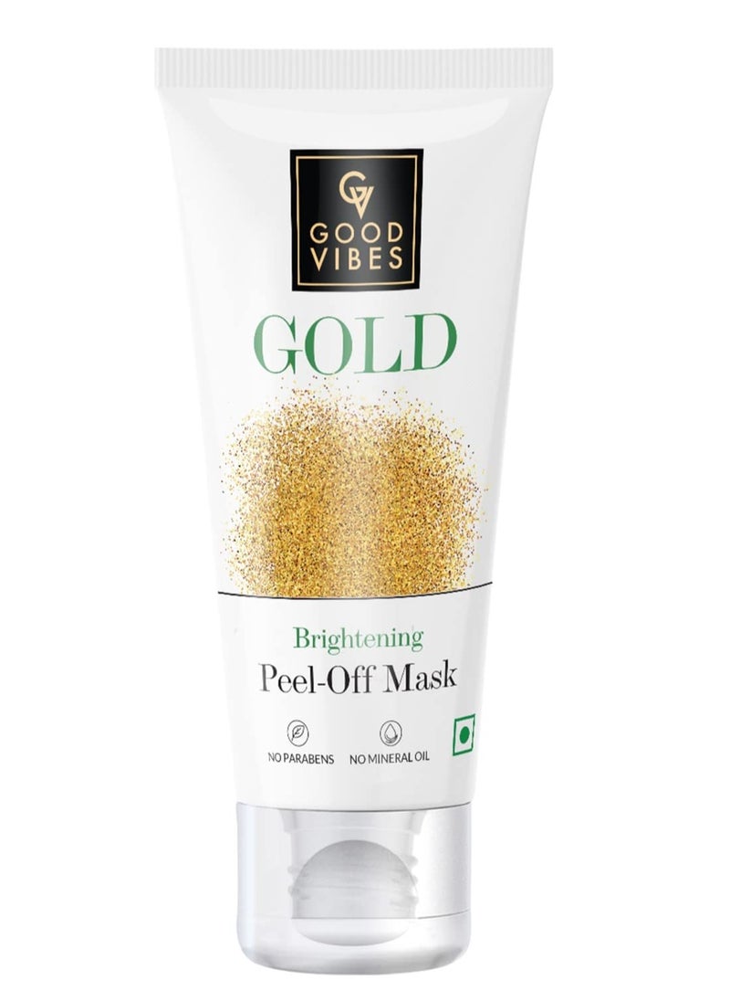 Good Vibes Good Vibes Gold Brightening Peel Off Mask, 50 g Deep Pore Cleansing Peel-Off Face Mask For All Skin Types, Anti-Bacterial & Helps Remove Acne, No Parabens, Sulphates & Mineral Oils  - Image 1