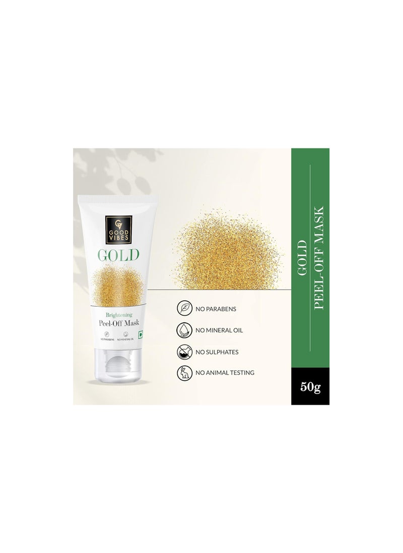 Good Vibes Good Vibes Gold Brightening Peel Off Mask, 50 g Deep Pore Cleansing Peel-Off Face Mask For All Skin Types, Anti-Bacterial & Helps Remove Acne, No Parabens, Sulphates & Mineral Oils  - Image 2